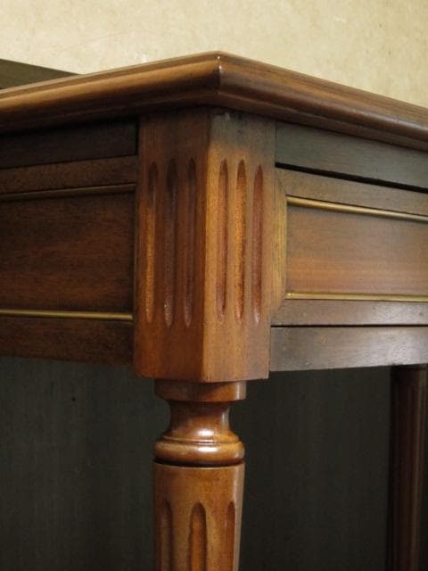 フランス アンティーク ルイ16世様式 マホガニー レザートップ デスク 鍵付き