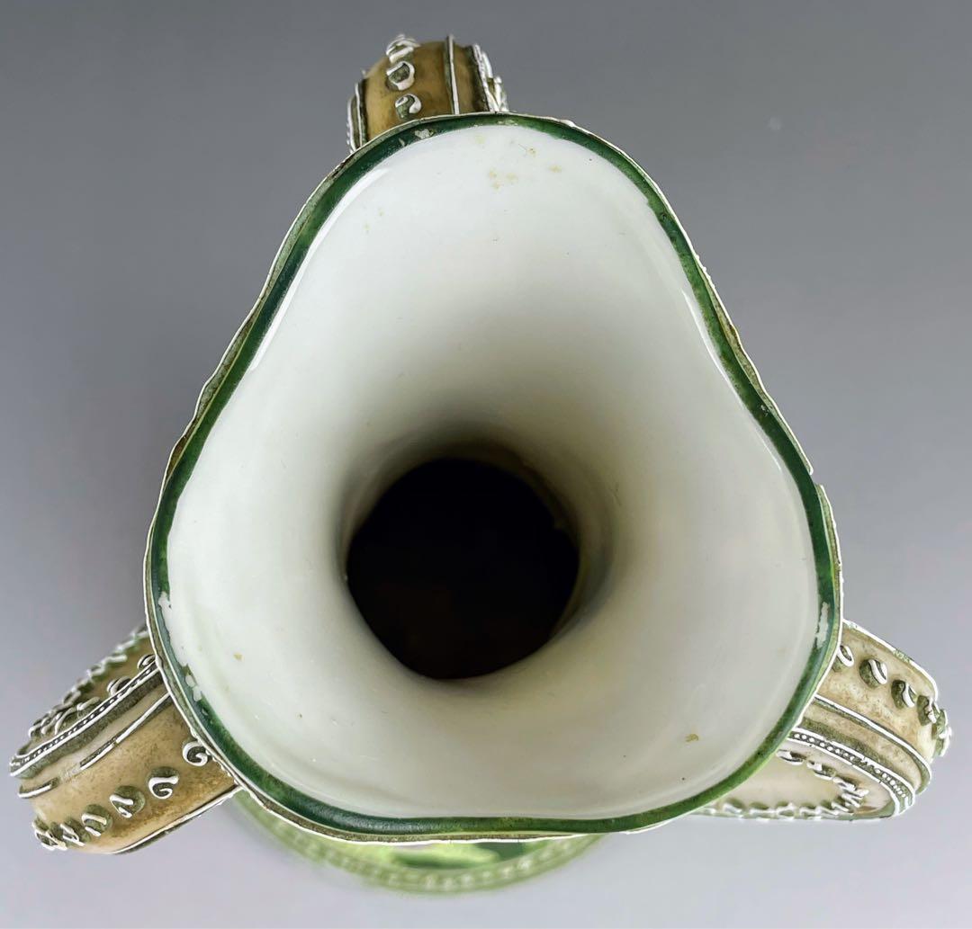 【希少】オールドニッポン 約２５．３cm 花紋 一陳盛上げ アールヌーボー 花瓶