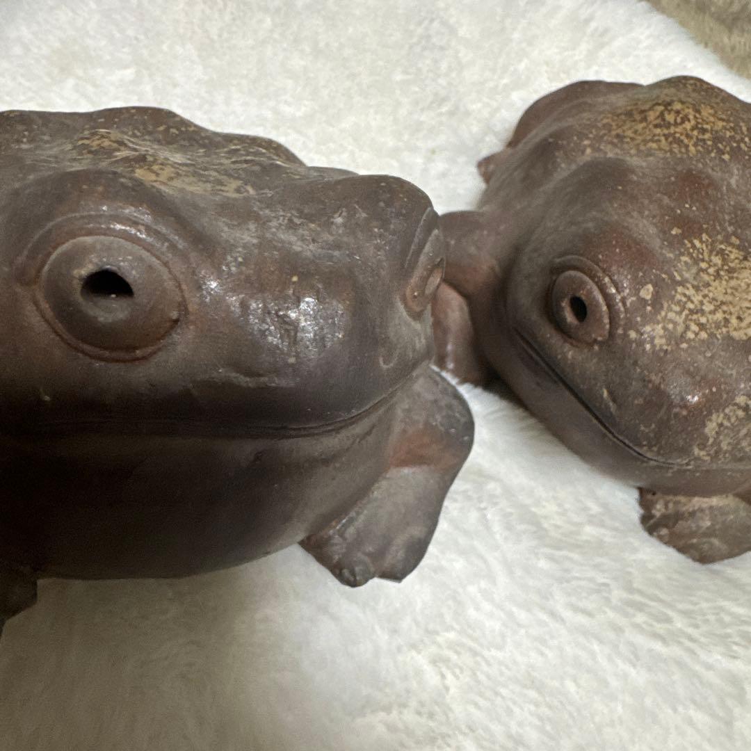 美品　備前焼　陶器 カエルの置物 2個セット