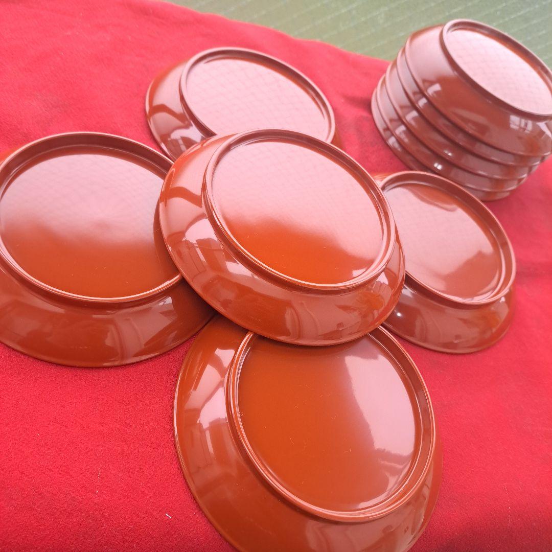 【京都漆器　楪子×10客】天然木製　洗朱色　長期保管品