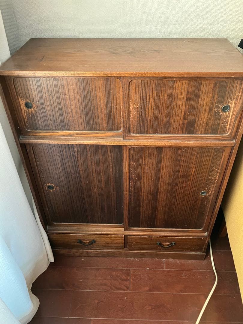 昭和レトロデザイン　木製箪笥　茶箪笥