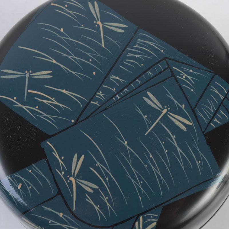 茶道具　加賀蒔絵師　岩倉利慶作　即中斎好写　誰袖蒔絵　平棗　共箱　V　9681