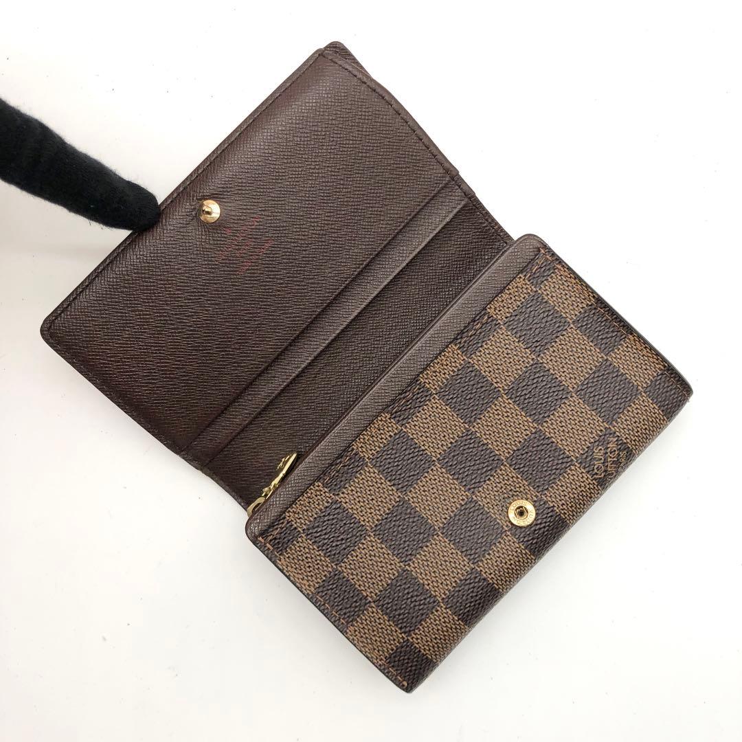 【新型】ルイヴィトン ダミエ エベヌ トレゾール 二つ折り財布 ブラウン