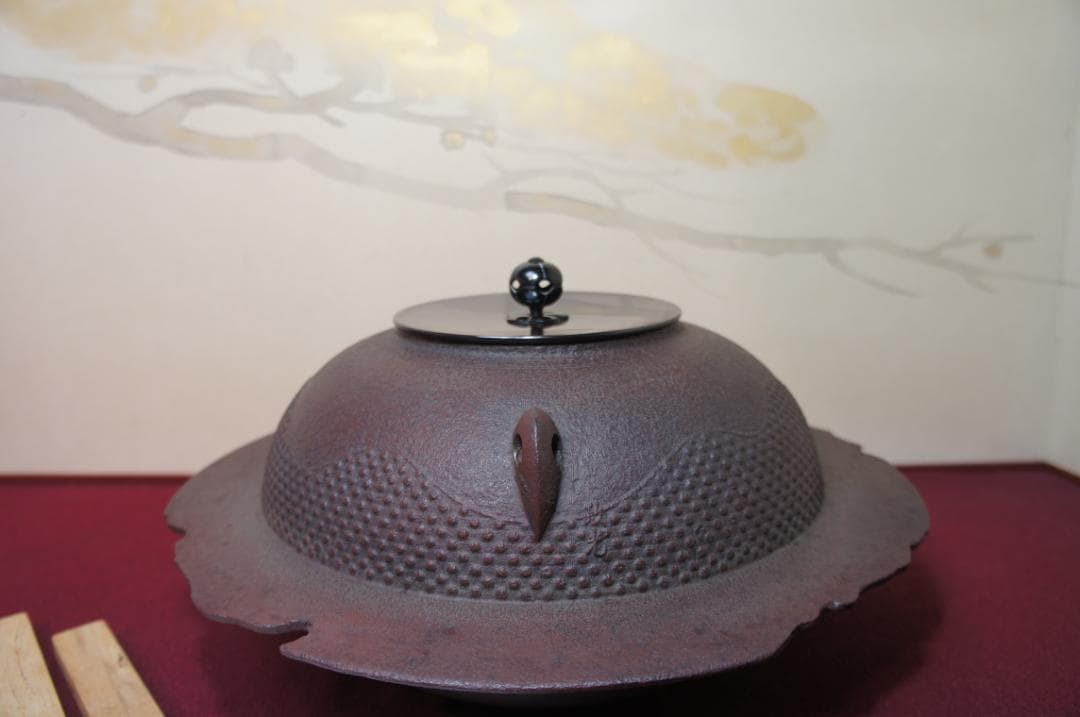 ☆美品 在銘 遠山霰紋 透木釜 透木 釜鐶 桐箱 紙箱送料込み