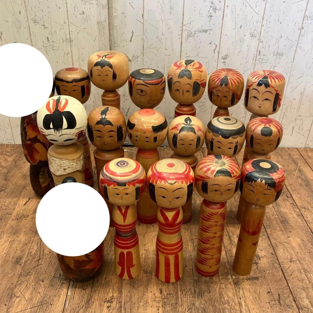 ②昭和レトロ 東北 伝統工芸 郷土玩具 創作 こけし 小芥子 16体 まとめ売り