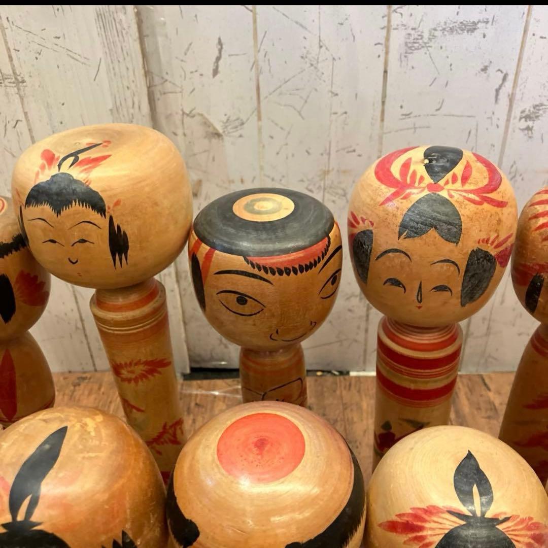 ②昭和レトロ 東北 伝統工芸 郷土玩具 創作 こけし 小芥子 16体 まとめ売り