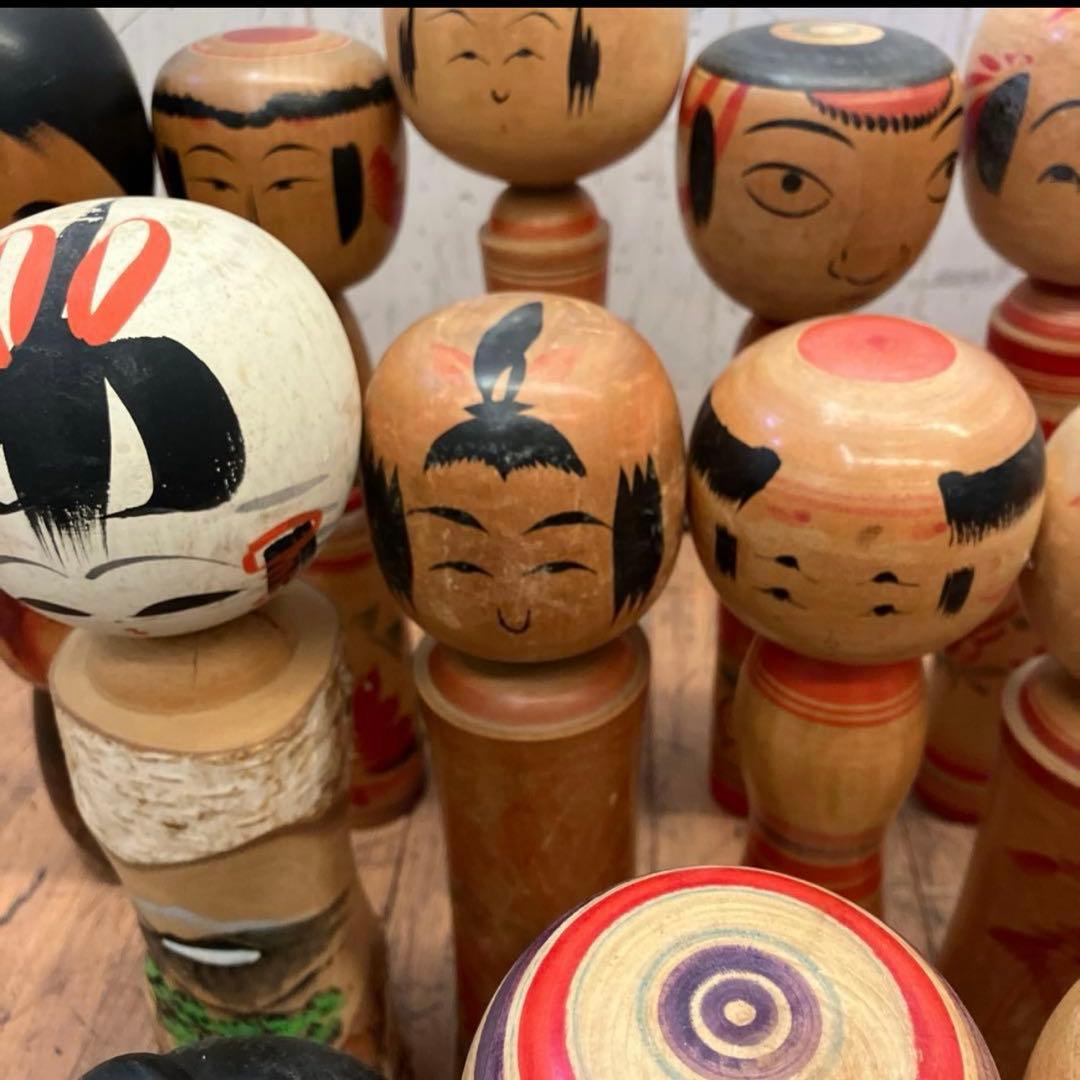 ②昭和レトロ 東北 伝統工芸 郷土玩具 創作 こけし 小芥子 16体 まとめ売り