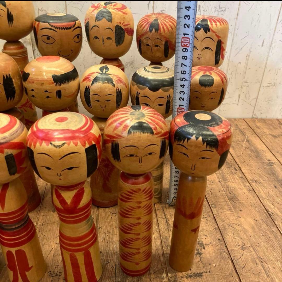 ②昭和レトロ 東北 伝統工芸 郷土玩具 創作 こけし 小芥子 16体 まとめ売り