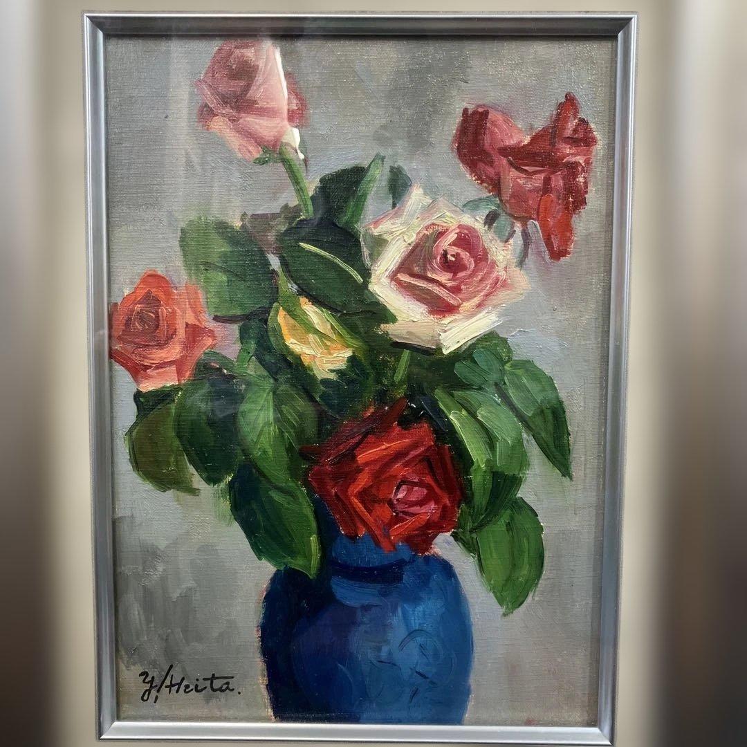 油彩　秋田やそ子　「ばら　F4」