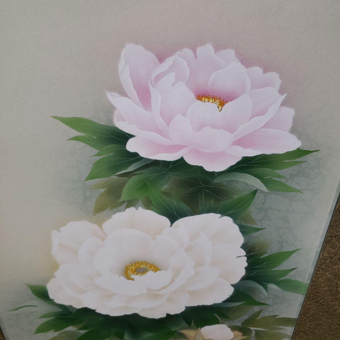 Ｂフライデー肉筆繊細なタッチの掛軸★鈴木優莉作 牡丹 尺五立★高さ：約189cm