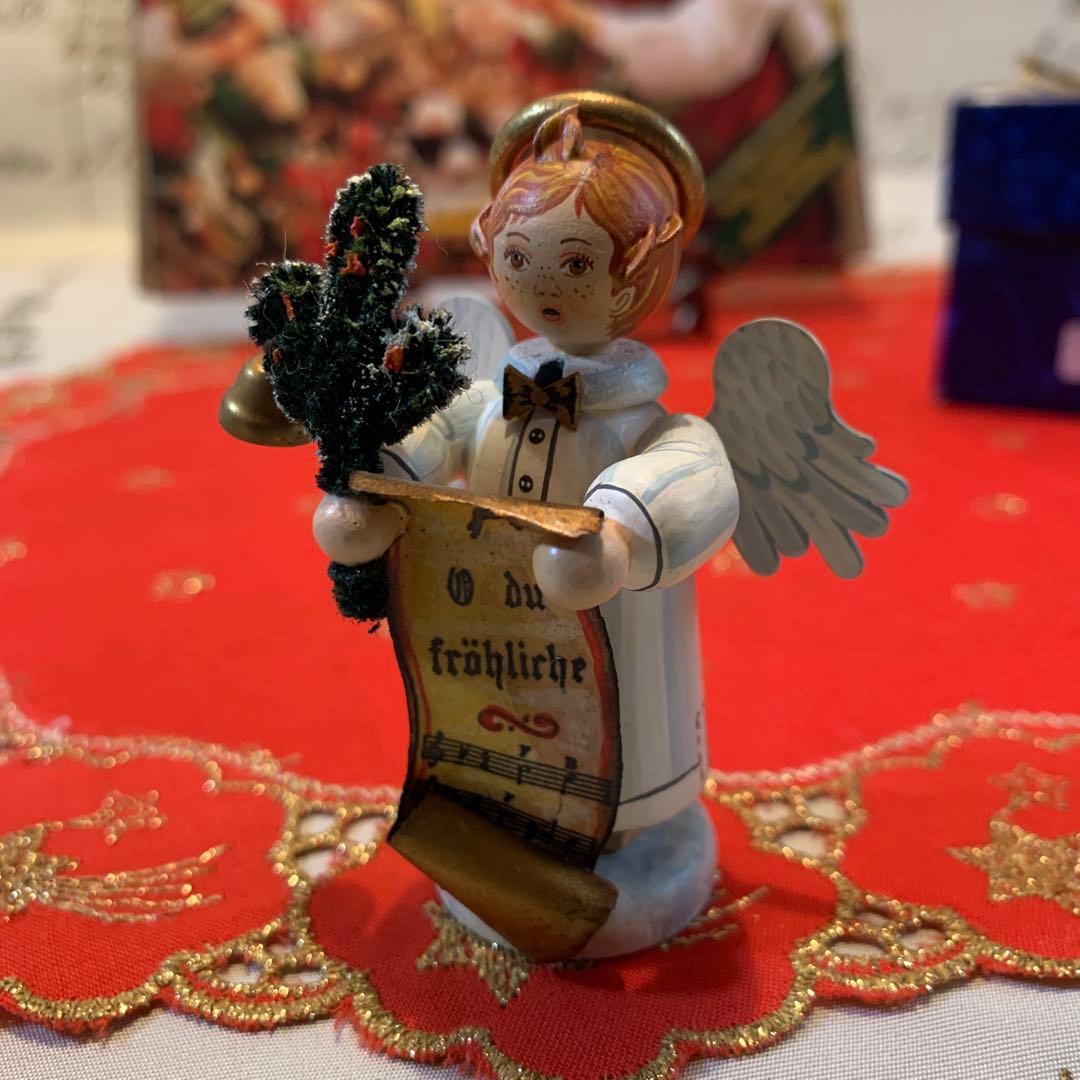 ドイツ製　木製人形　ケーテウォルファルト社の限定クリスマスベル持つ天使の男の子！
