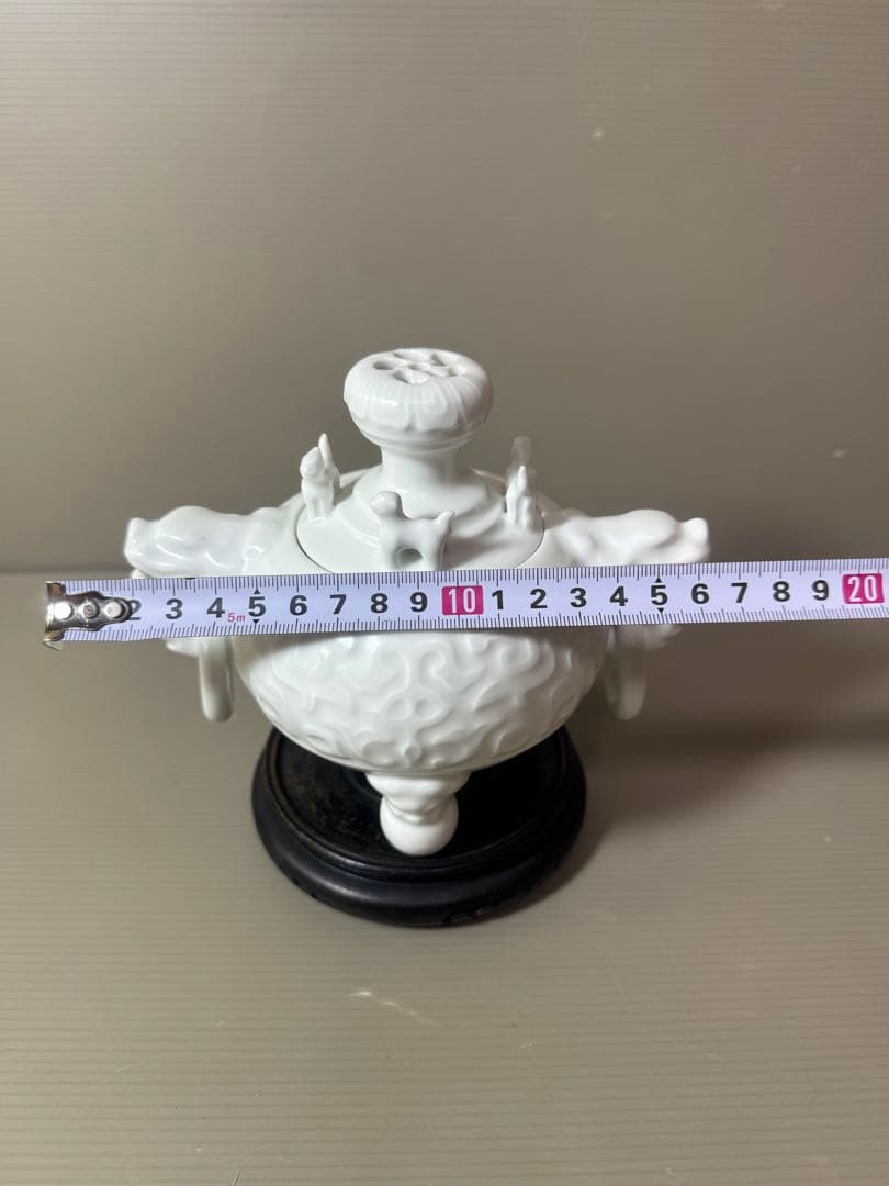 2864 小笠原長春　肥前国　鍋島　太白磁　環付　香炉　台座付