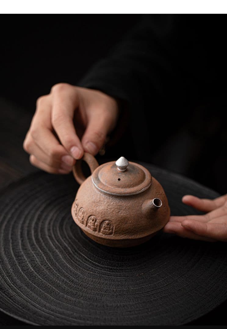 中国茶器 岩泥-敦煌壺 茶壺 煎茶具 茶器 新品未使用品