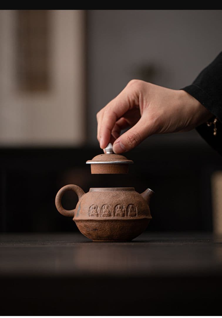 中国茶器 岩泥-敦煌壺 茶壺 煎茶具 茶器 新品未使用品