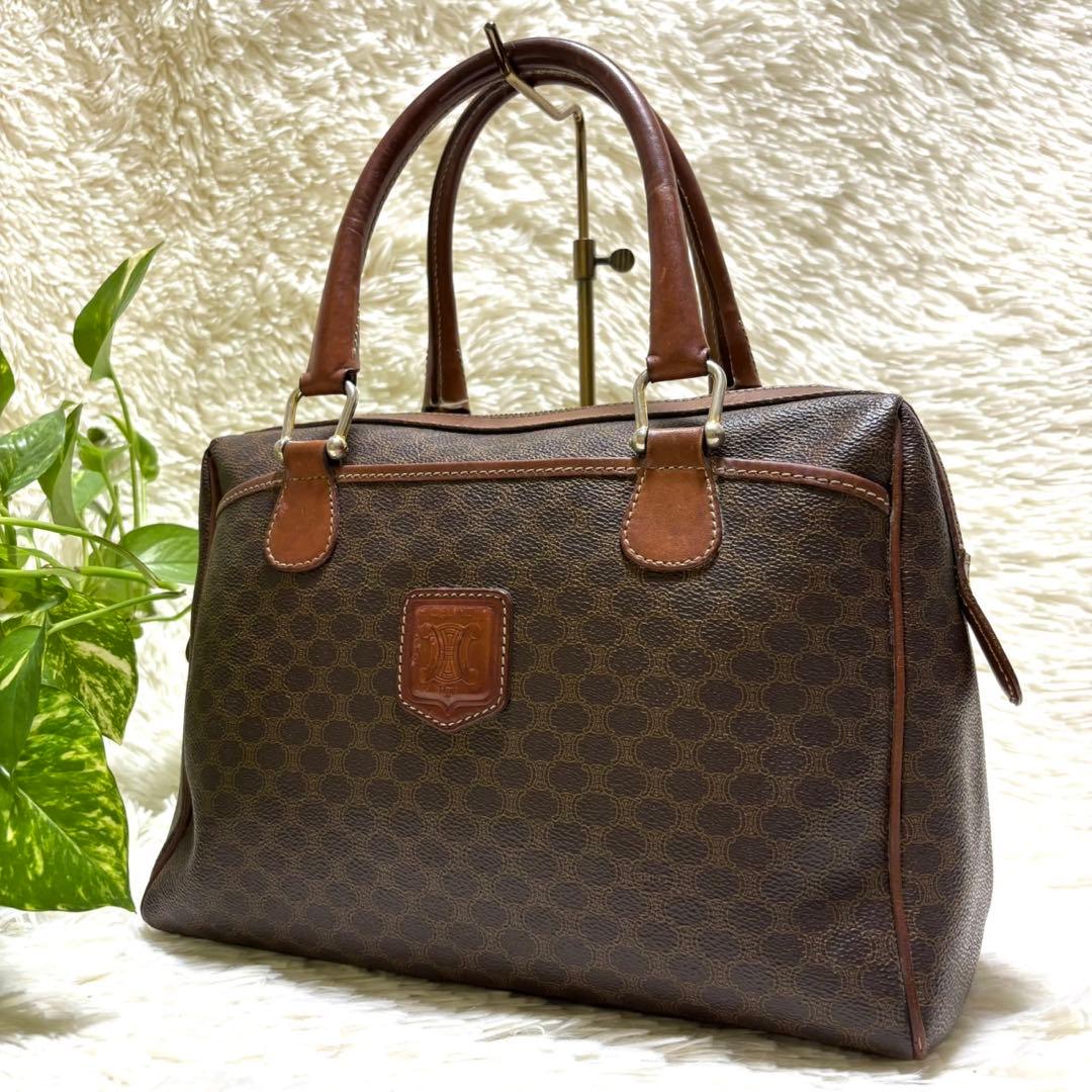 【美品】セリーヌ　ハンドバッグ　ミニボストン　PVC レザー　マカダム　ロゴ金具