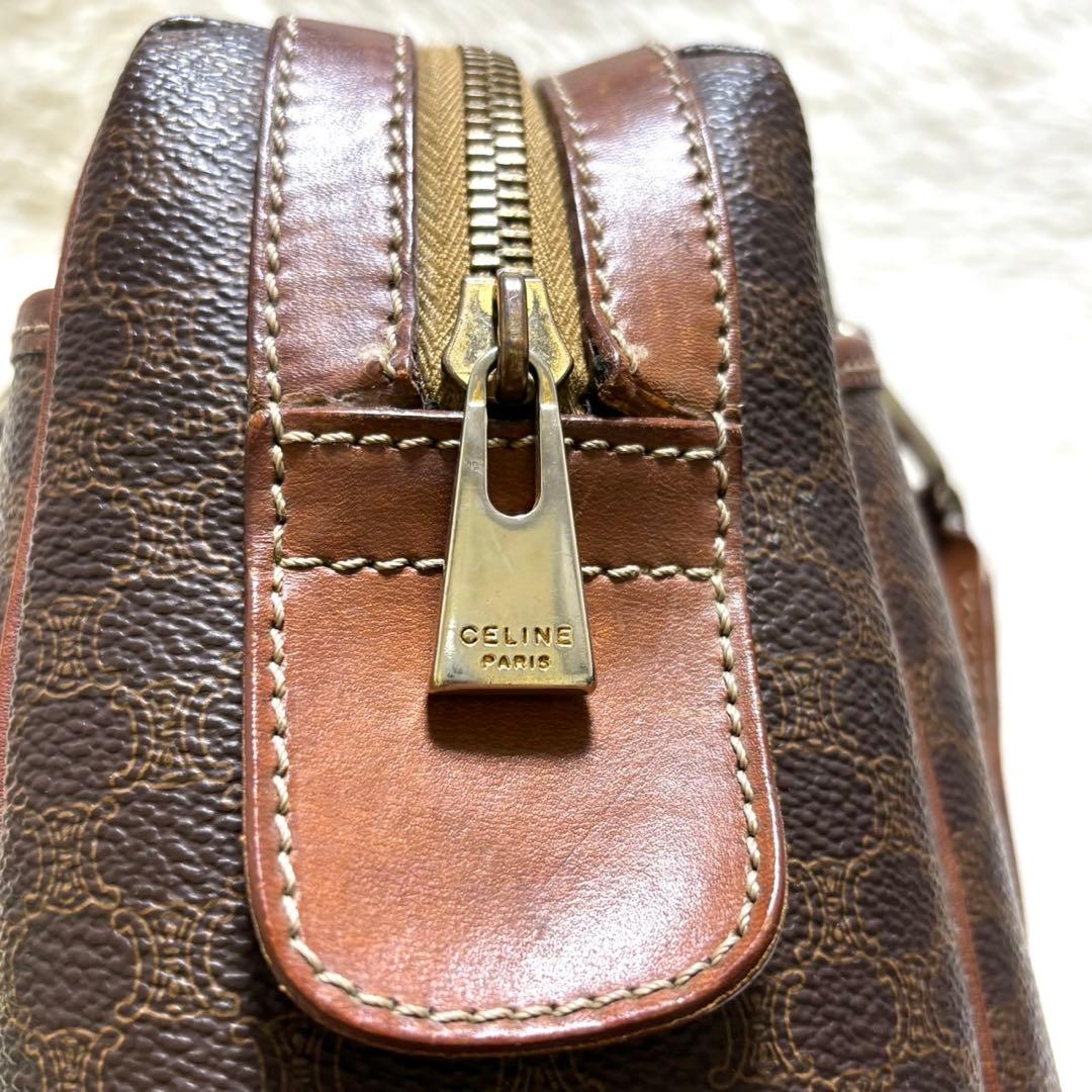 【美品】セリーヌ　ハンドバッグ　ミニボストン　PVC レザー　マカダム　ロゴ金具