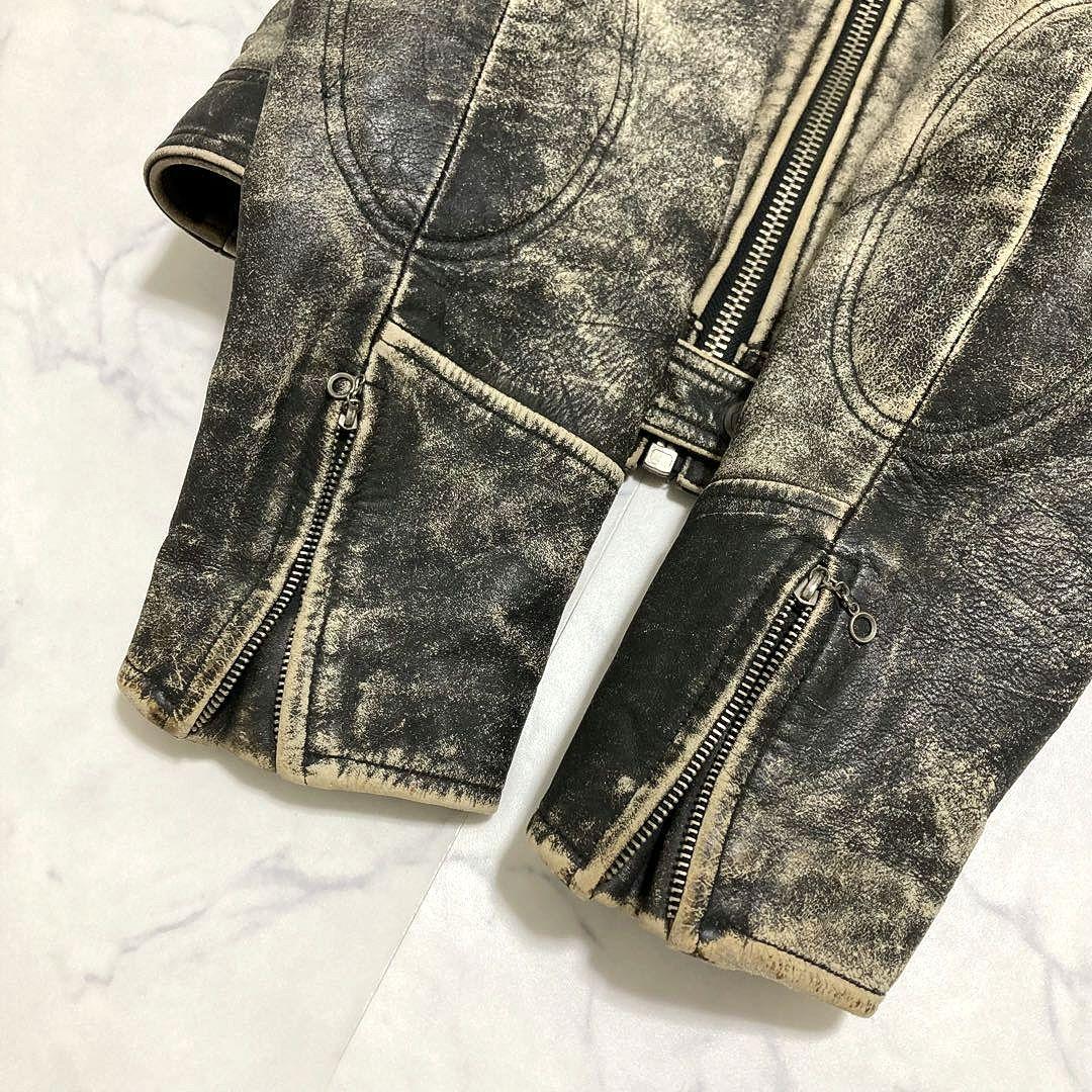 DOG FIGHT カウレザー ライダースジャケット 中綿 エイジング加工 5