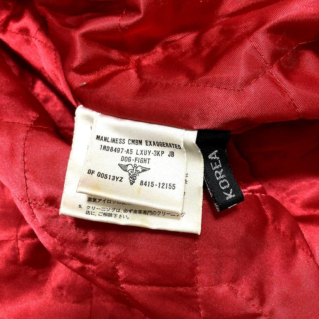 DOG FIGHT カウレザー ライダースジャケット 中綿 エイジング加工 5