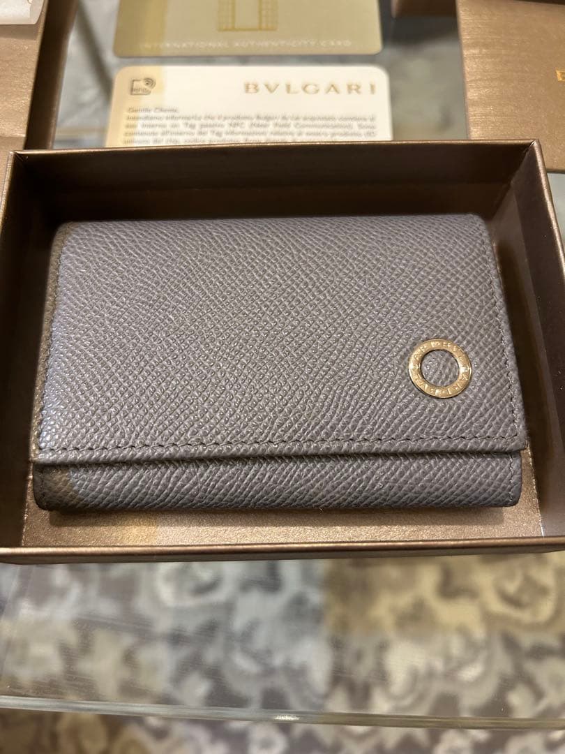 BVLGARI レザーキーケース グレー