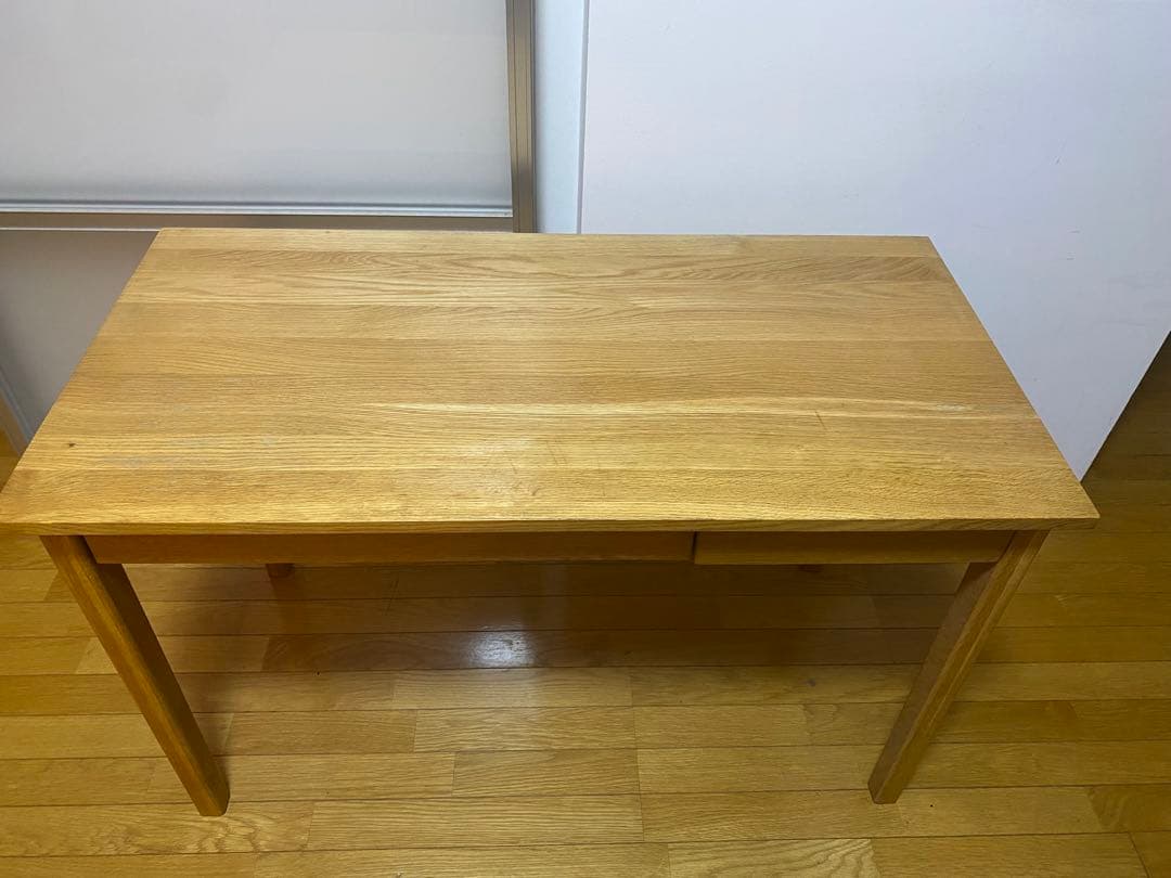（港区引取限定）無印オーク材デスク 引き出し付き