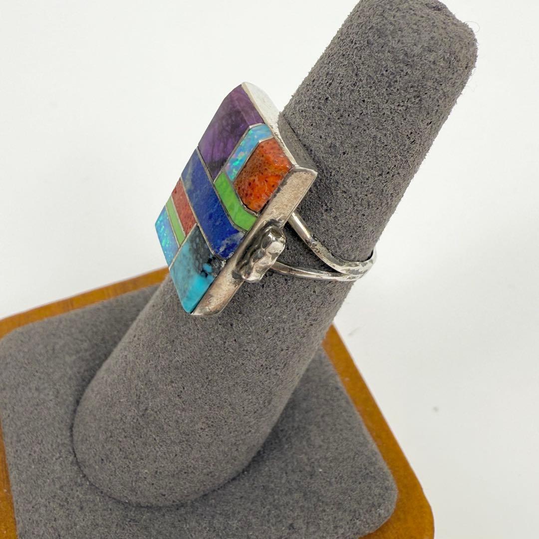 ZUNI ズニ族 マルチカラー インレイシルバーリング 刻印あり