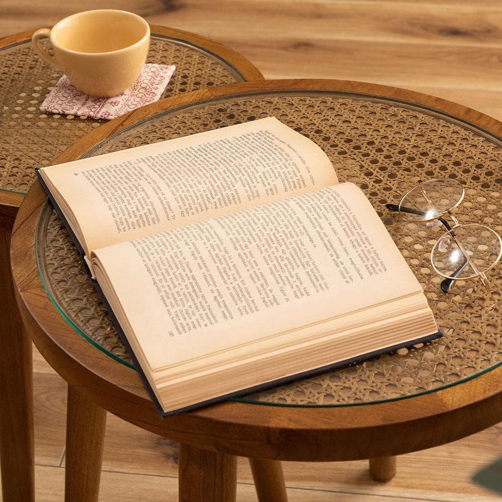 新品 送料込み ラタン ラウンド サイドテーブル S 35×45cm