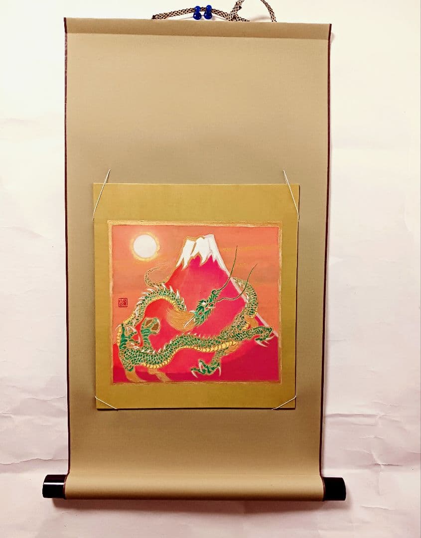 加藤龍山　日本画「日の出紅富士昇り龍」と水墨画昇龍のポスターのセット