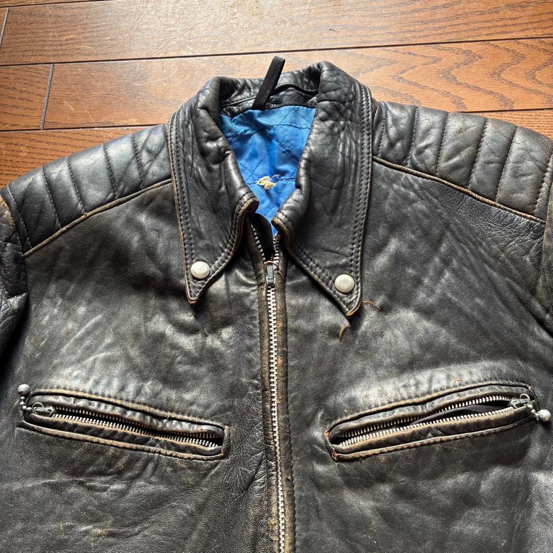 【雰囲気抜群】70s Kett Leathers ダブルライダース　茶芯
