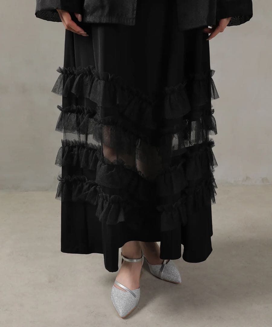 裾フリルキャミワンピース シアージャケット 2点セット ドレス