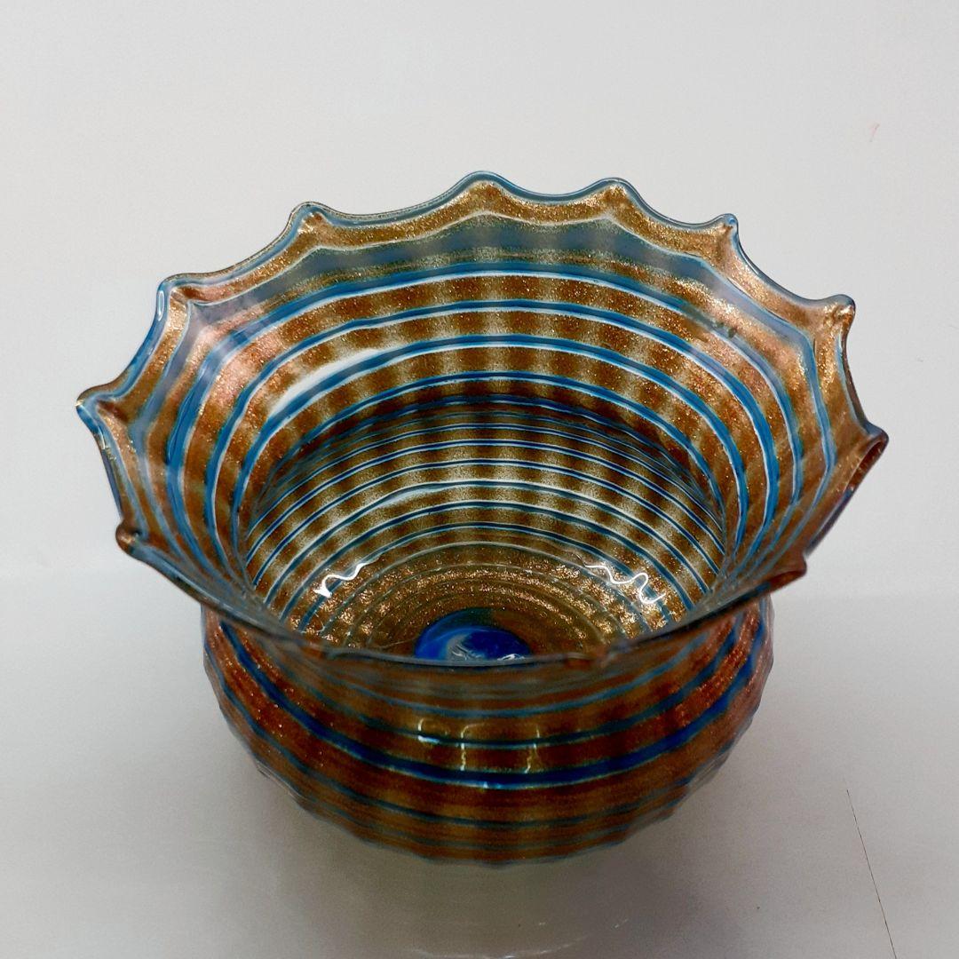 MURANO ムラノ 金彩 ターコイズブルー デザートカップ お碗