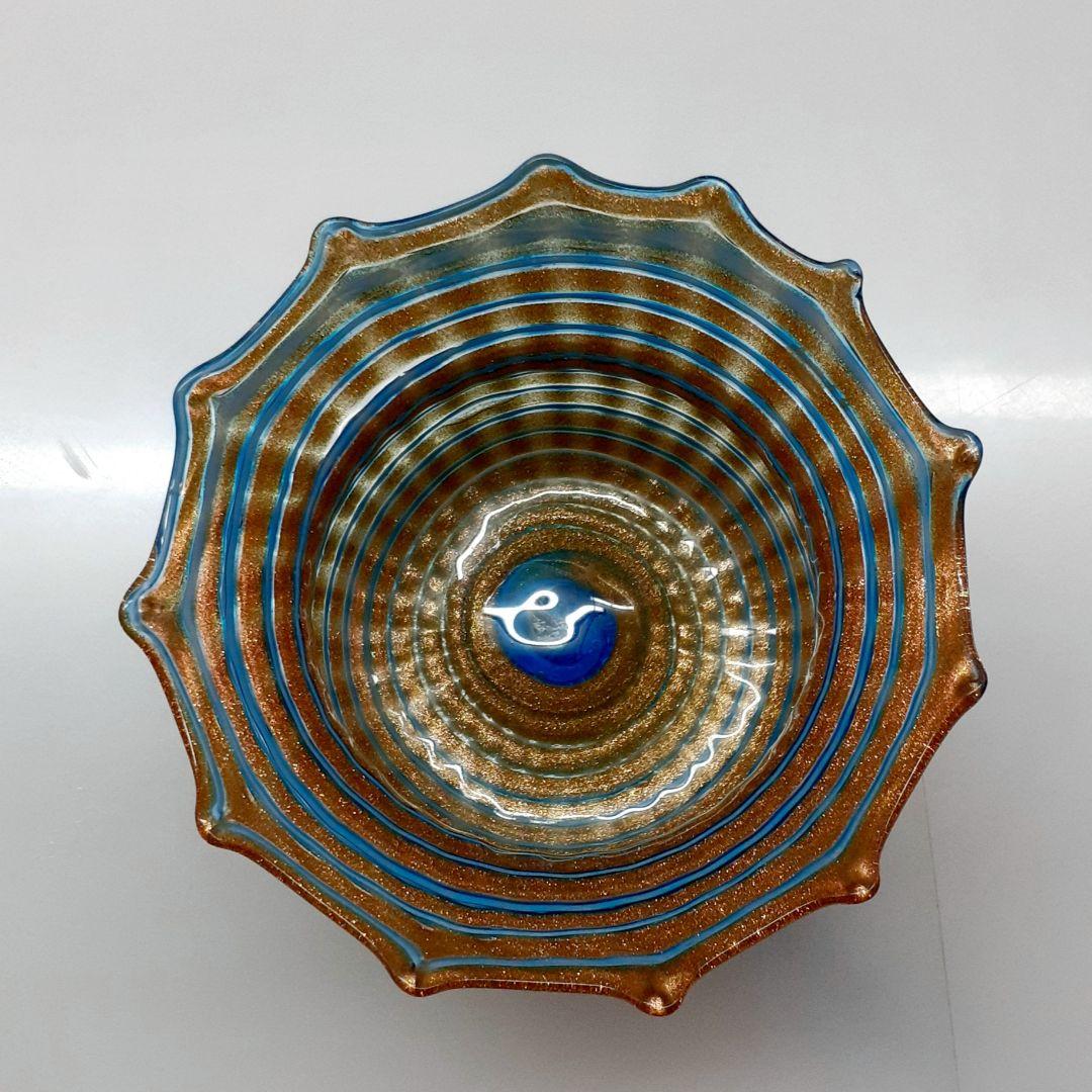 MURANO ムラノ 金彩 ターコイズブルー デザートカップ お碗