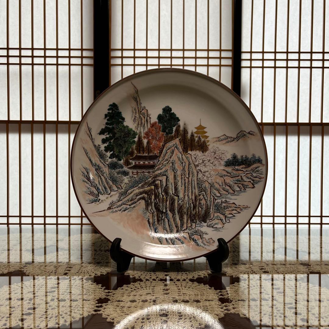 新品未使用 仙景 飾皿 大皿 共箱 直径37cm