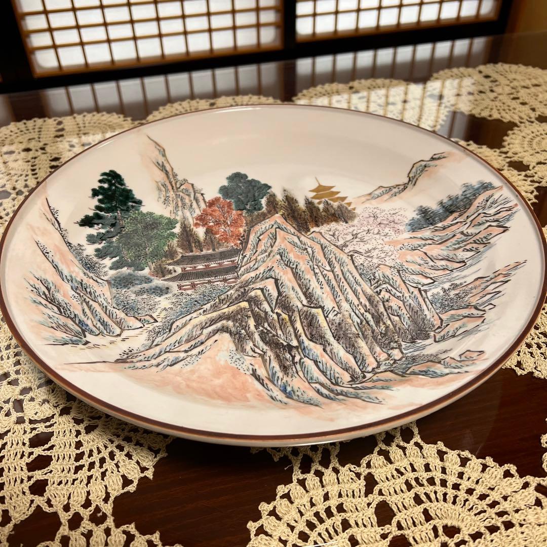 新品未使用 仙景 飾皿 大皿 共箱 直径37cm