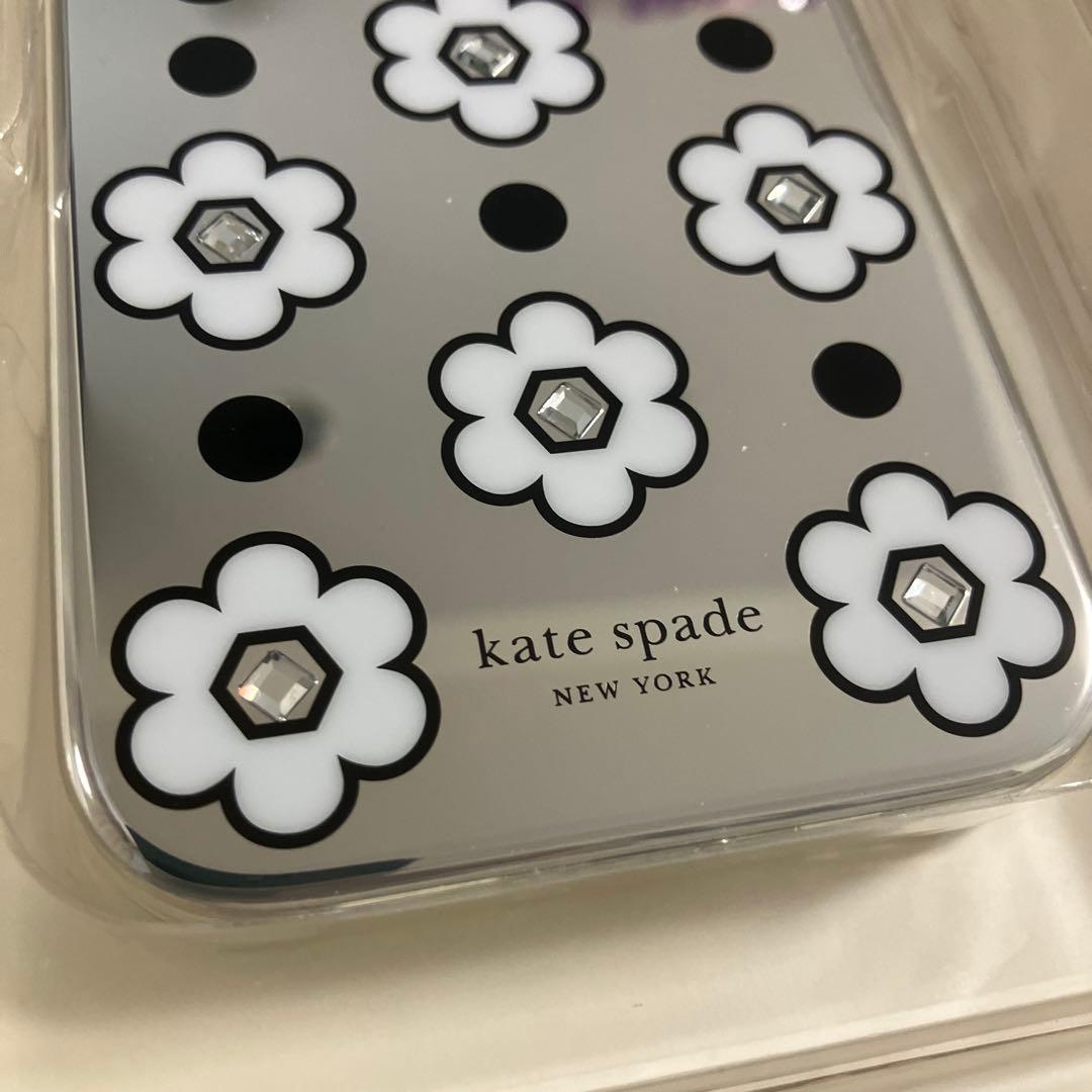 新品未使用　ケイトスペード　iPhone15pro ミラー　花柄　ラインストーン
