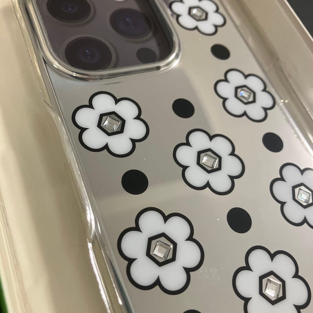 新品未使用　ケイトスペード　iPhone15pro ミラー　花柄　ラインストーン