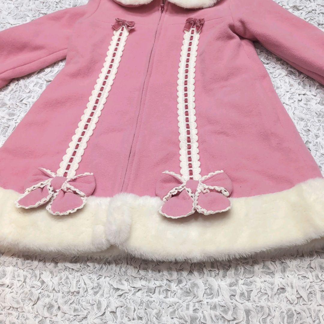 シャーリーテンプル サンタコート はしごレース ピンク 120 ボア ファー