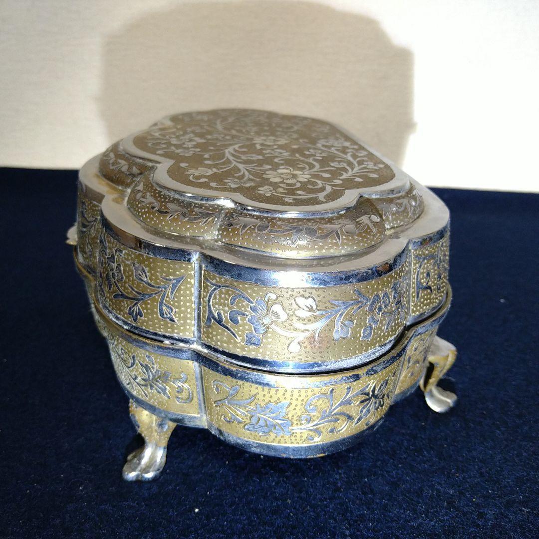 ふくちゃんA967 インド銀製品 彫金 オルゴール稼働 宝石箱 小物入れ