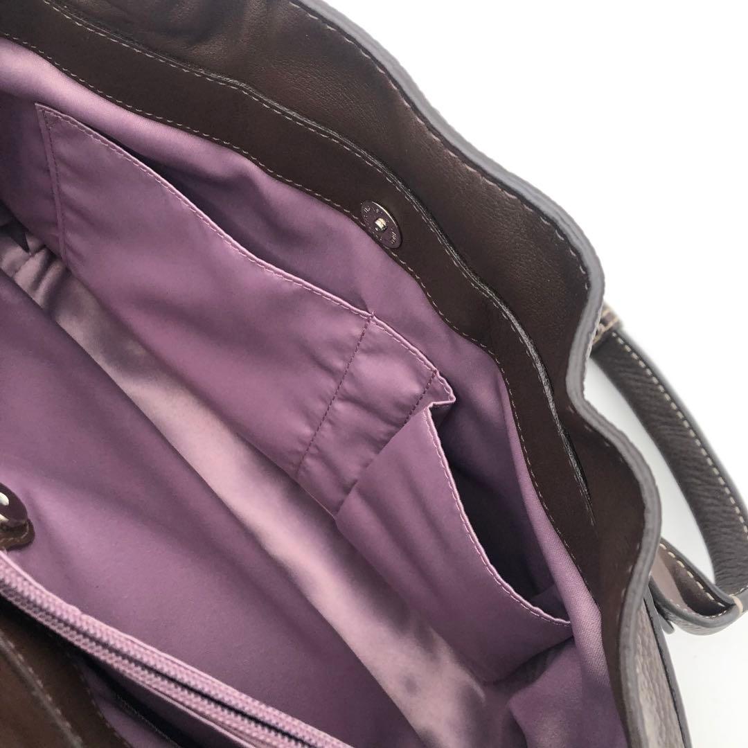 R【新品未使用】COACH ダークブラウン レザー ハンドバッグ