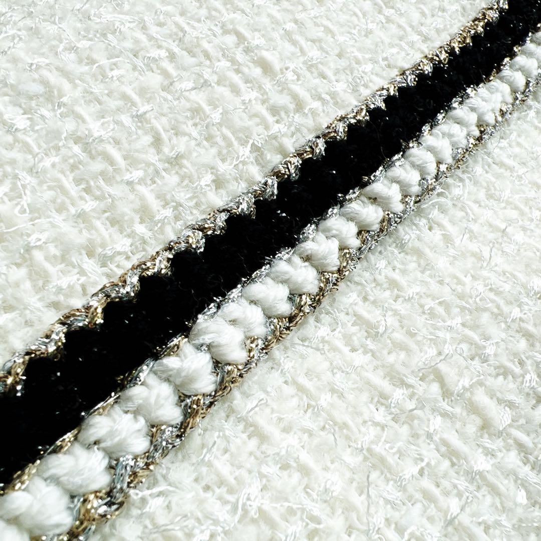 新品　CHANEL シャネル ホワイトツイード スカート ココマーク トリミング