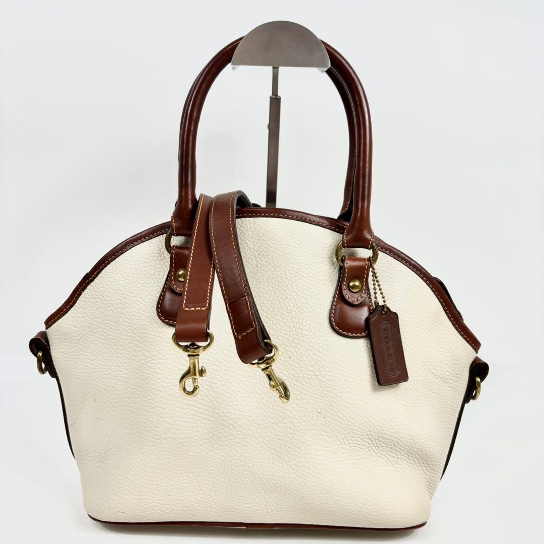 【希少】OLD COACH シボ　バイカラー　レザー ハンドバッグ　2way