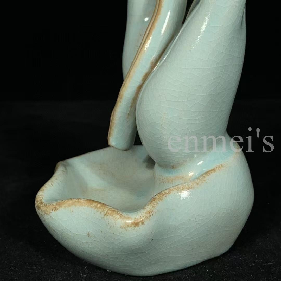 中国古美術・旧蔵品 宋代 汝窯 佛手倒流香炉（香插）・仏具・置物・茶道具・文房具