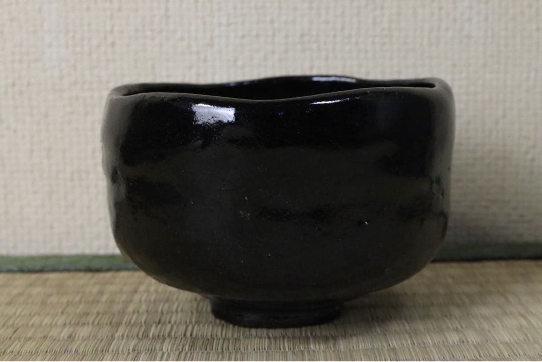 楽吉左衛門 旦入作 黒茶碗 碌々斎 花押 銘 書付箱 共箱 二重箱