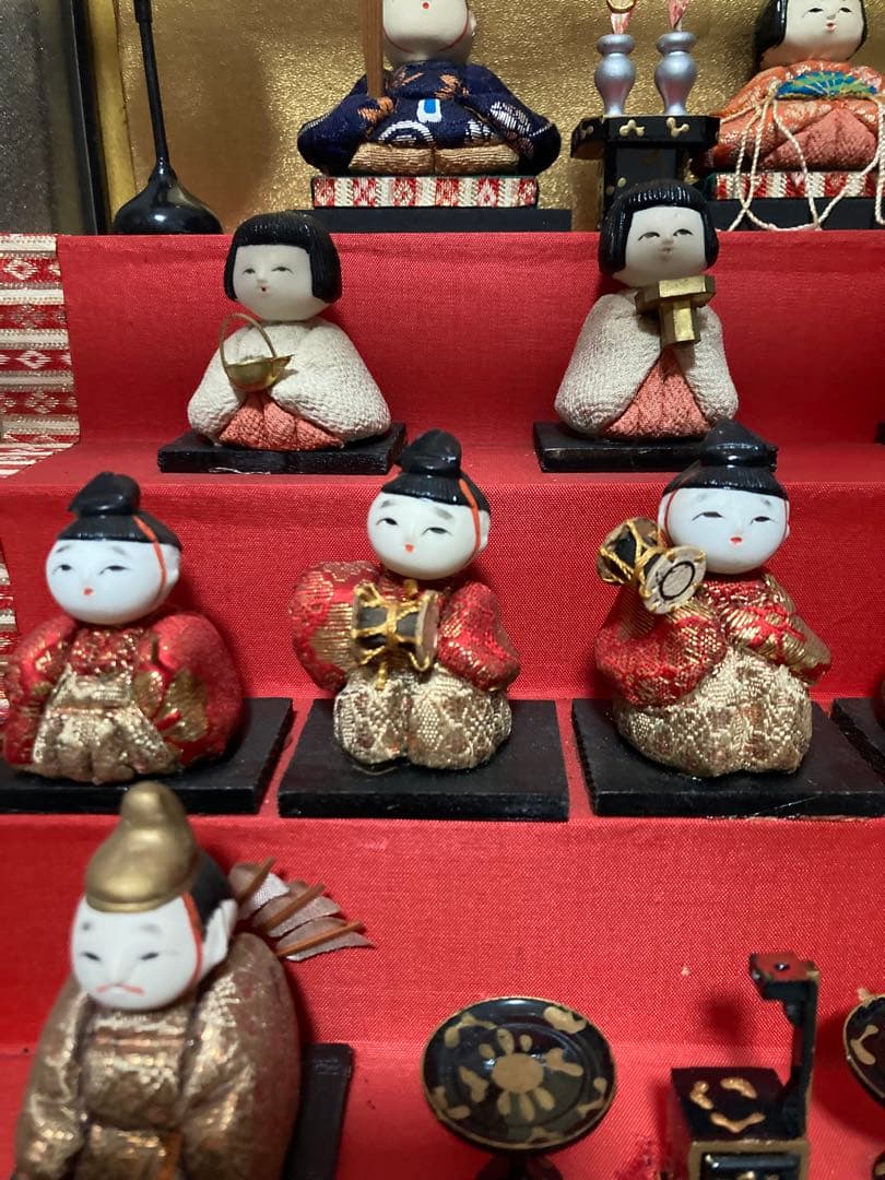 雛人形　木目込み豆雛　ガラスケース入り