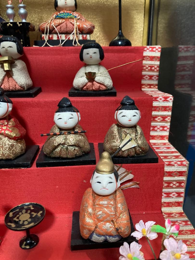 雛人形　木目込み豆雛　ガラスケース入り
