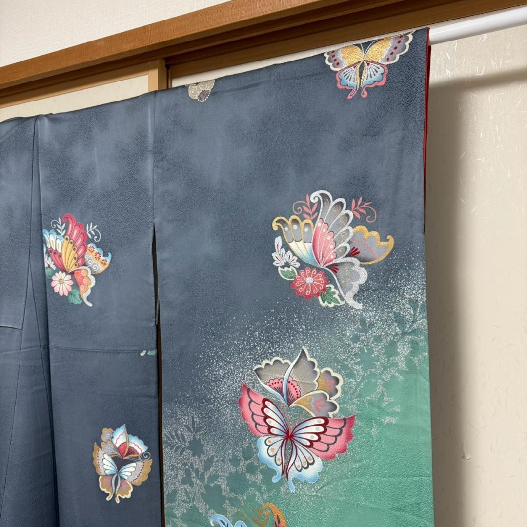 KN3884 振袖 身丈166.5cm 正絹 着物 成人式 トールサイズ