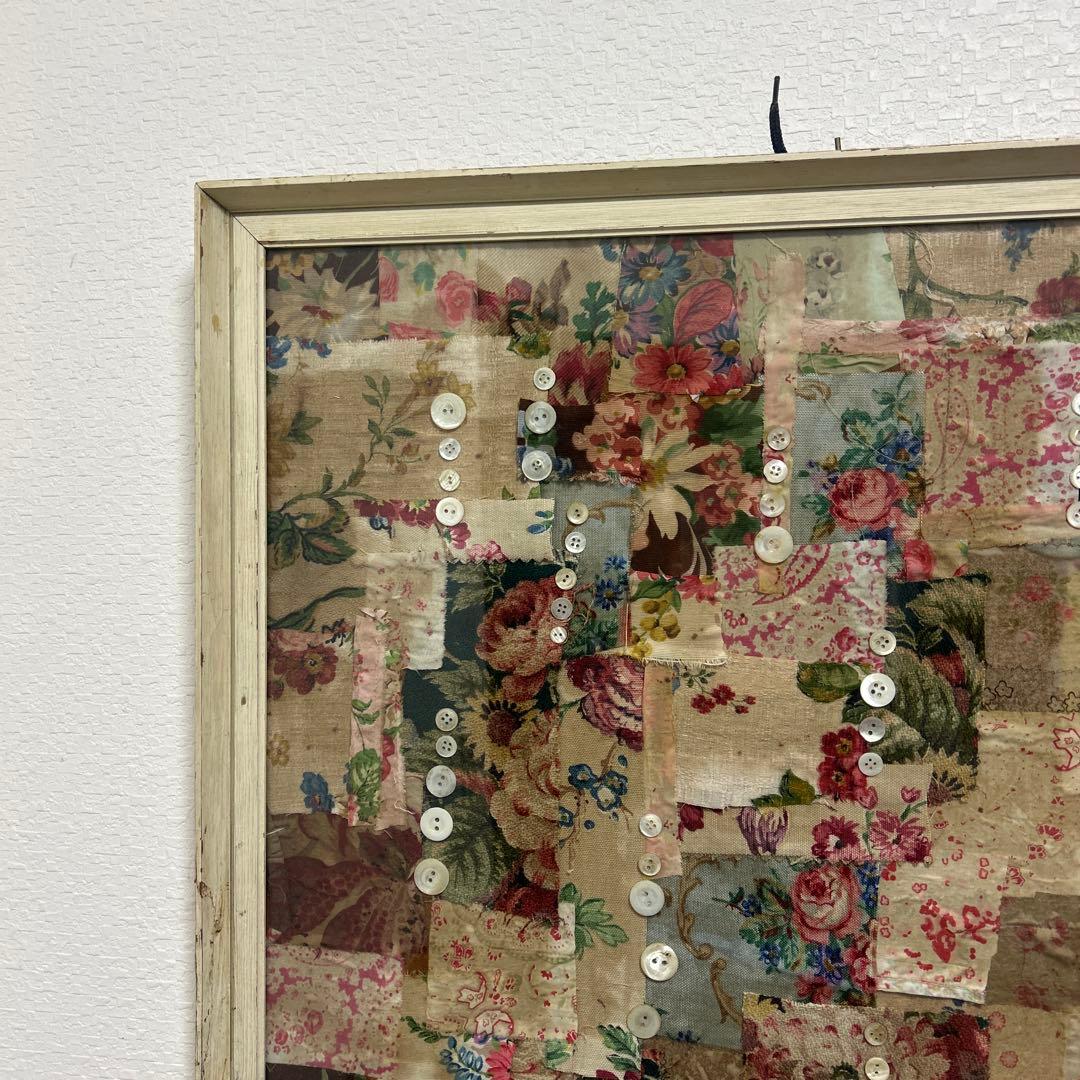 一月末迄　アンティーク　パッチワーク額装　シャビー　コラージュ　壁掛け　壁飾り