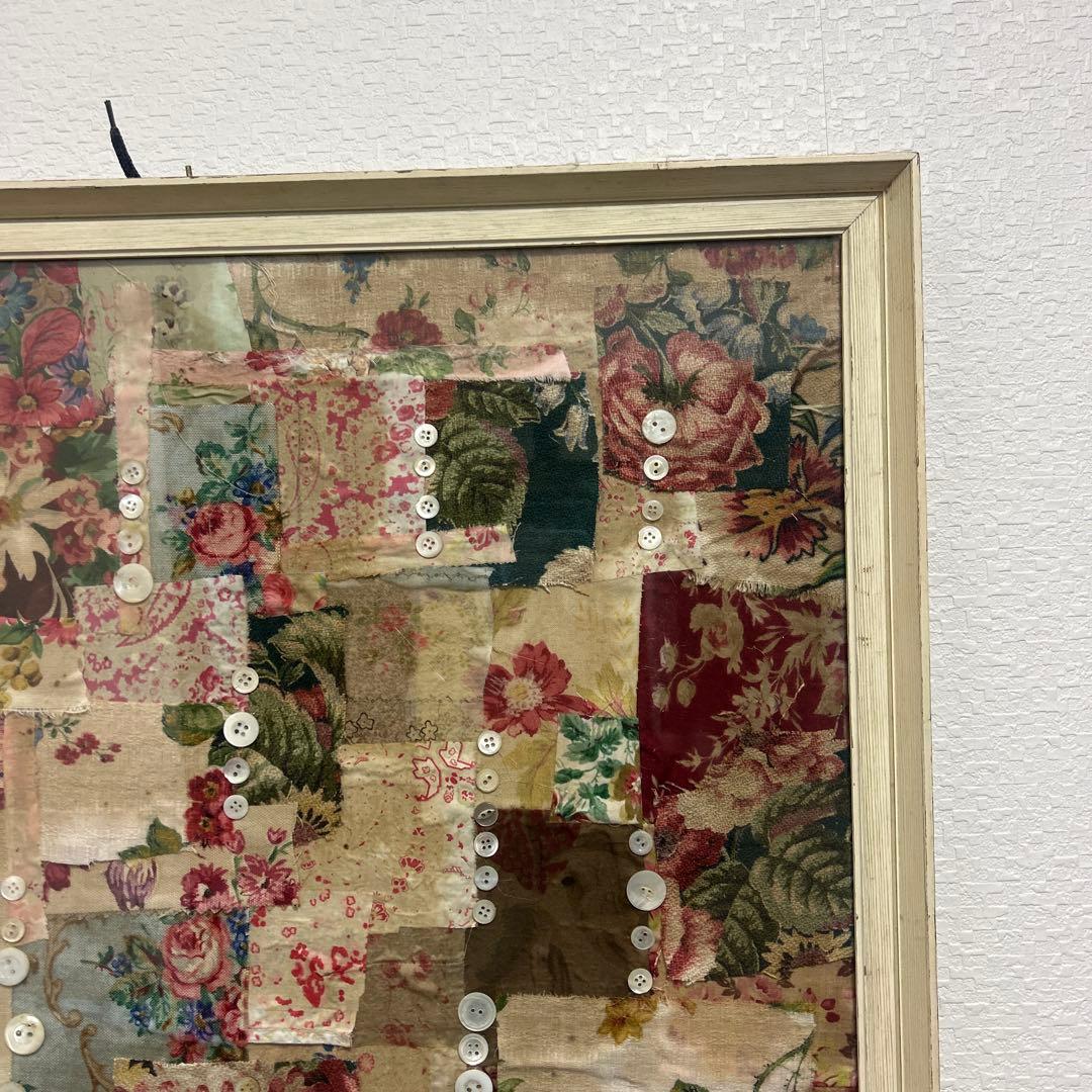 一月末迄　アンティーク　パッチワーク額装　シャビー　コラージュ　壁掛け　壁飾り