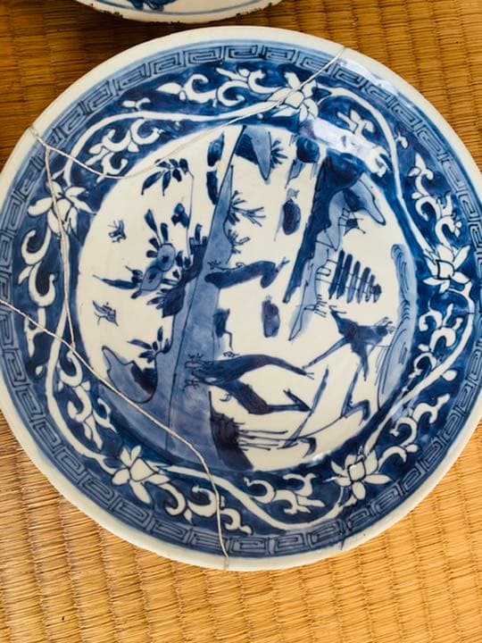 中国明時代染付7寸お皿2点