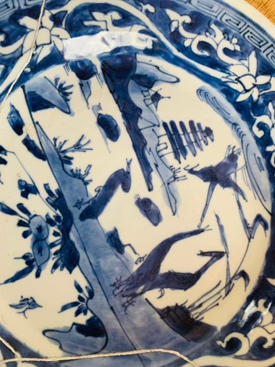 中国明時代染付7寸お皿2点