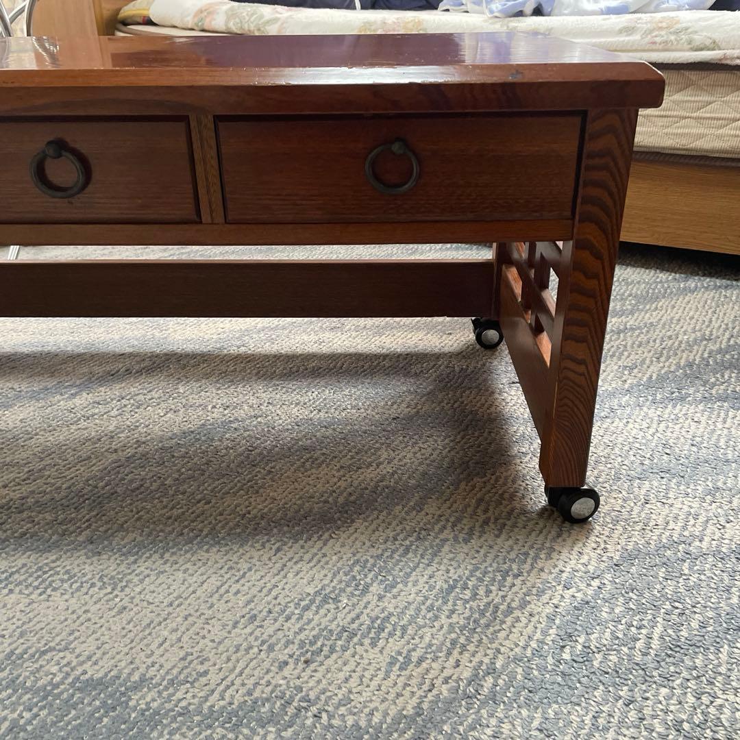 書院作り風レトロ木製座卓 引き出し付き 中型